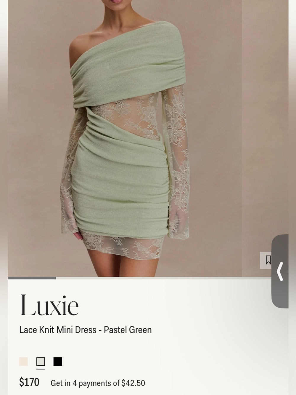 Meshki Luxie Lace Knit Mini Dress - Pastel Green